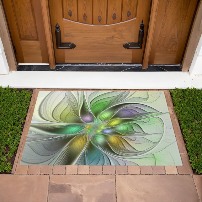 Colorful Fantasy Flower Modern Abstract Fractal Doormat (Outdoor)