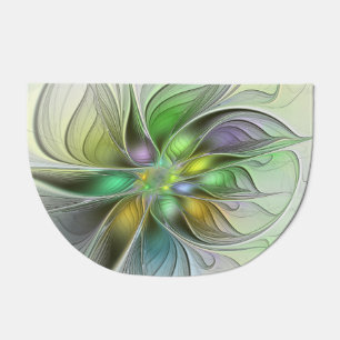 Colorful Fantasy Flower Modern Abstract Fractal Doormat