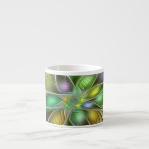 Colorful Fantasy Flower Modern Abstract Fractal Espresso Cup