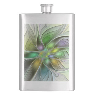 Colorful Fantasy Flower Modern Abstract Fractal Flask