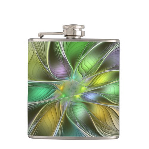 Colorful Fantasy Flower Modern Abstract Fractal Flask