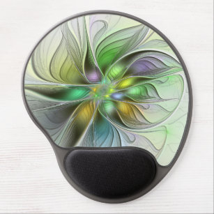 Colorful Fantasy Flower Modern Abstract Fractal Gel Mouse Pad