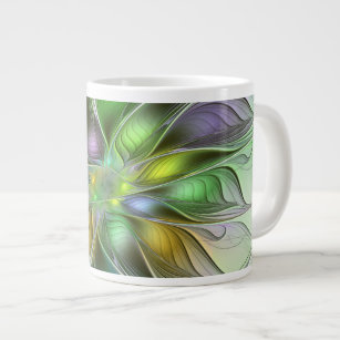 Colorful Fantasy Flower Modern Abstract Fractal Giant Coffee Mug
