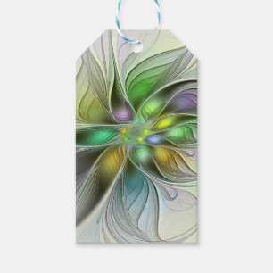 Colorful Fantasy Flower Modern Abstract Fractal Gift Tags
