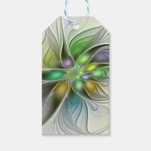 Colorful Fantasy Flower Modern Abstract Fractal Gift Tags