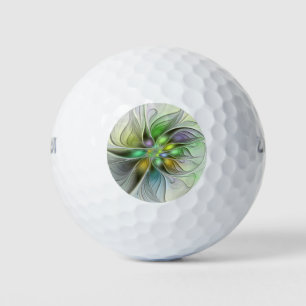 Colorful Fantasy Flower Modern Abstract Fractal Golf Balls