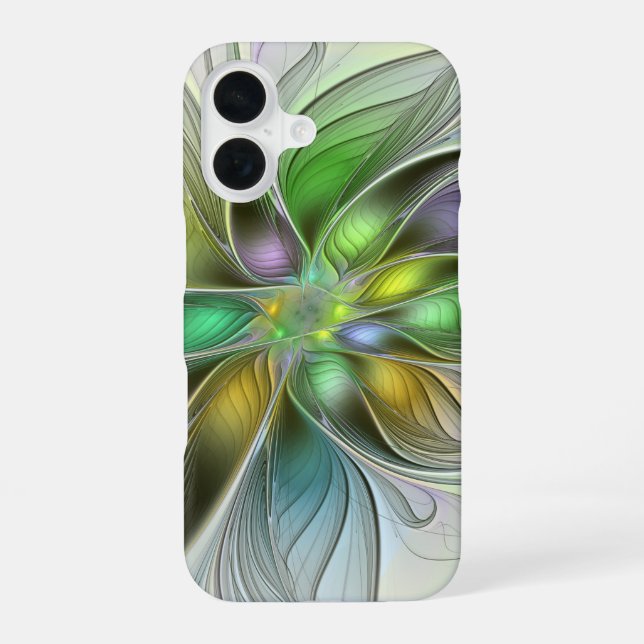 Colorful Fantasy Flower Modern Abstract Fractal iPhone Case (Back)
