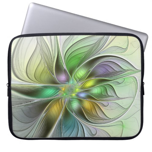 Colorful Fantasy Flower Modern Abstract Fractal Laptop Sleeve