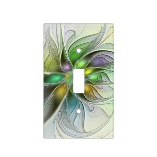 Colorful Fantasy Flower Modern Abstract Fractal Light Switch Cover