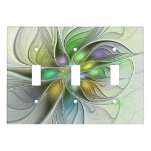 Colorful Fantasy Flower Modern Abstract Fractal Light Switch Cover