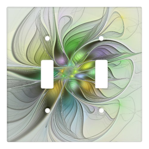 Colorful Fantasy Flower Modern Abstract Fractal Light Switch Cover