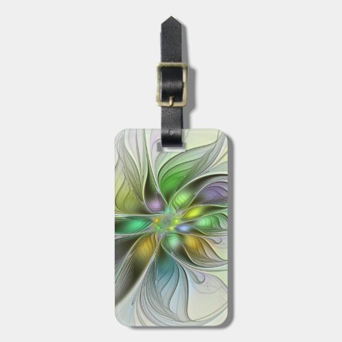 Colorful Fantasy Flower Modern Abstract Fractal Luggage Tag