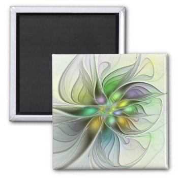 Colorful Fantasy Flower Modern Abstract Fractal Magnet by GabiwArt at Zazzle