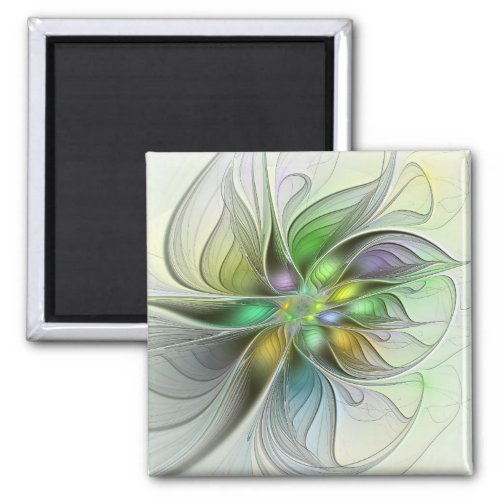 Colorful Fantasy Flower Modern Abstract Fractal Magnet