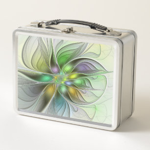 Colorful Fantasy Flower Modern Abstract Fractal Metal Lunch Box