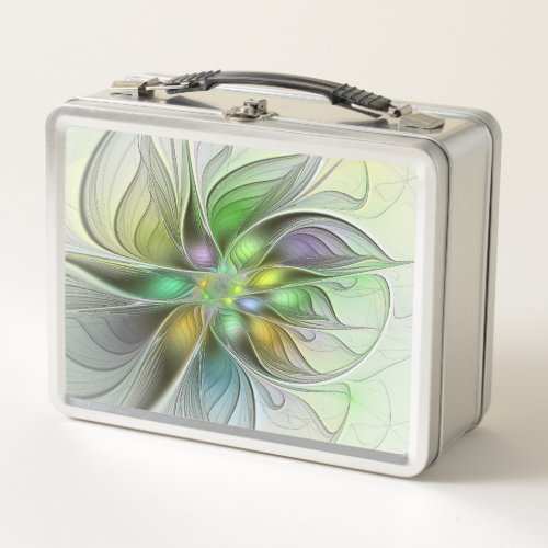 Colorful Fantasy Flower Modern Abstract Fractal Metal Lunch Box