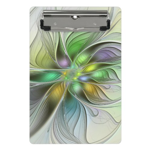 Colorful Fantasy Flower Modern Abstract Fractal Mini Clipboard