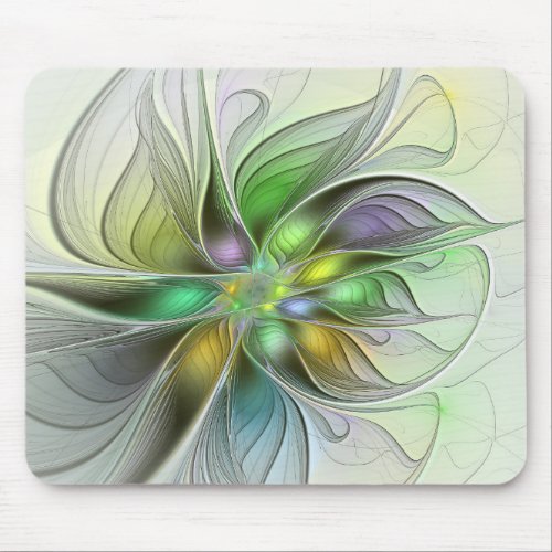 Colorful Fantasy Flower Modern Abstract Fractal Mouse Pad