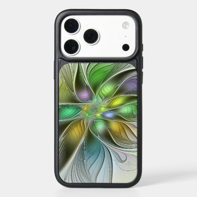 Colorful Fantasy Flower Modern Abstract Fractal Otterbox iPhone Case (Back)