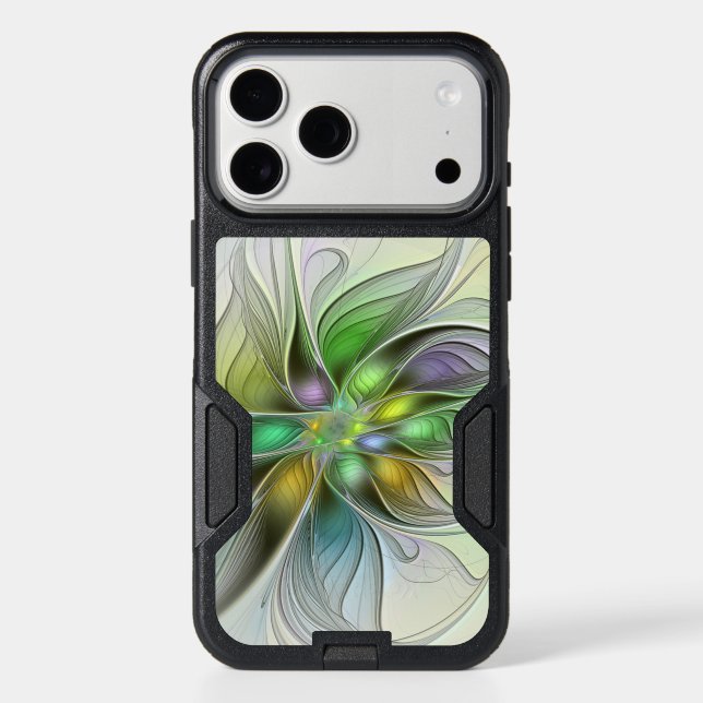 Colorful Fantasy Flower Modern Abstract Fractal Otterbox iPhone Case (Back)