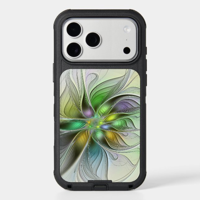 Colorful Fantasy Flower Modern Abstract Fractal Otterbox iPhone Case (Back)
