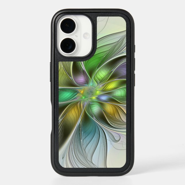 Colorful Fantasy Flower Modern Abstract Fractal Otterbox iPhone Case (Back)