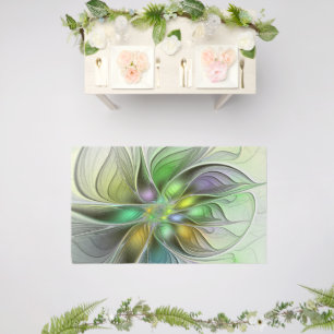 Colorful Fantasy Flower Modern Abstract Fractal Outdoor Rug