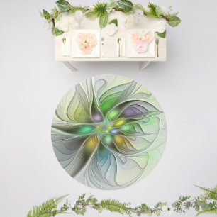 Colorful Fantasy Flower Modern Abstract Fractal Outdoor Rug