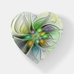 Colorful Fantasy Flower Modern Abstract Fractal Paperweight