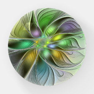 Colorful Fantasy Flower Modern Abstract Fractal Paperweight