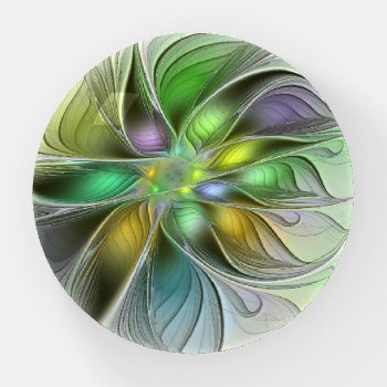 Colorful Fantasy Flower Modern Abstract Fractal Paperweight by GabiwArt at Zazzle