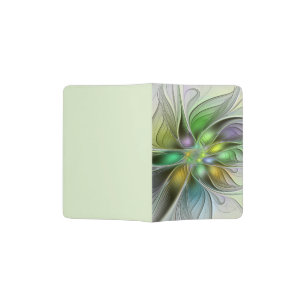 Colorful Fantasy Flower Modern Abstract Fractal Passport Holder