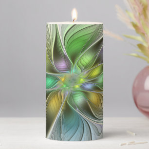 Colorful Fantasy Flower Modern Abstract Fractal Pillar Candle