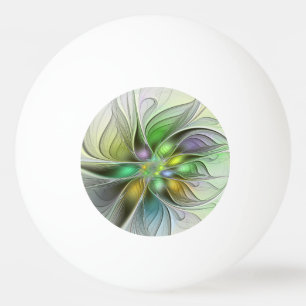 Colorful Fantasy Flower Modern Abstract Fractal Ping Pong Ball