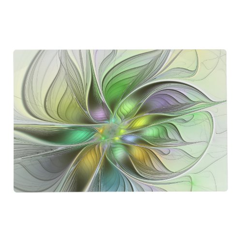 Colorful Fantasy Flower Modern Abstract Fractal Placemat