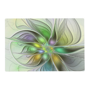Colorful Fantasy Flower Modern Abstract Fractal Placemat
