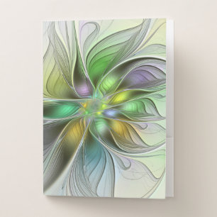Colorful Fantasy Flower Modern Abstract Fractal Pocket Folder