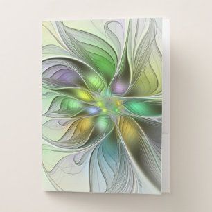 Colorful Fantasy Flower Modern Abstract Fractal Pocket Folder