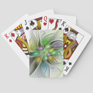 Colorful Fantasy Flower Modern Abstract Fractal Poker Cards