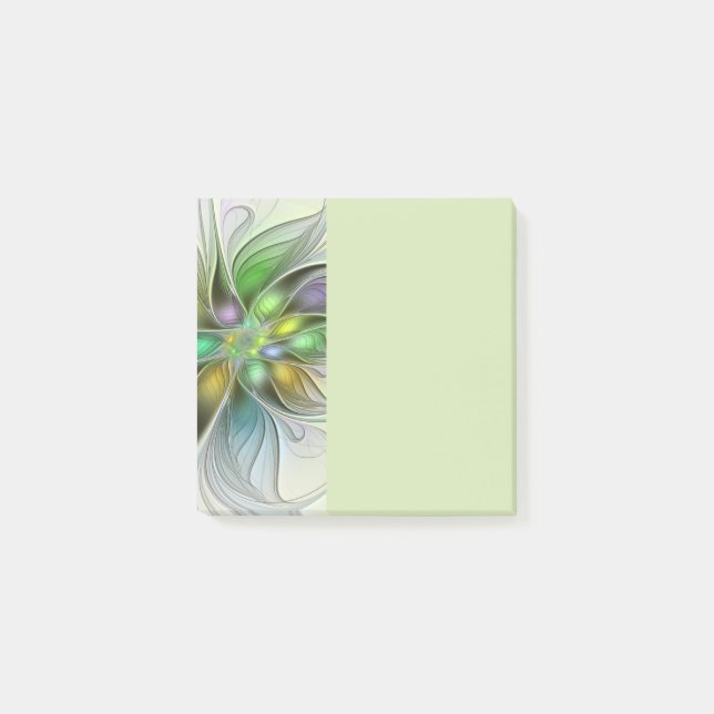 Colorful Fantasy Flower Modern Abstract Fractal Post-it Notes (Front)