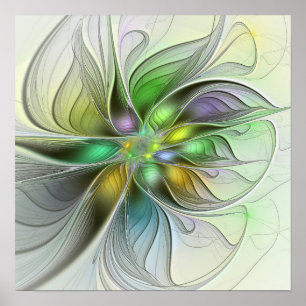 Colorful Fantasy Flower Modern Abstract Fractal Poster