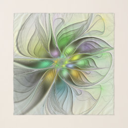 Colorful Fantasy Flower Modern Abstract Fractal Scarf