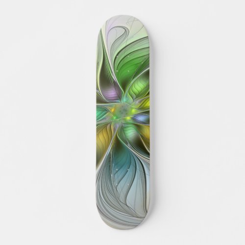 Colorful Fantasy Flower Modern Abstract Fractal Skateboard