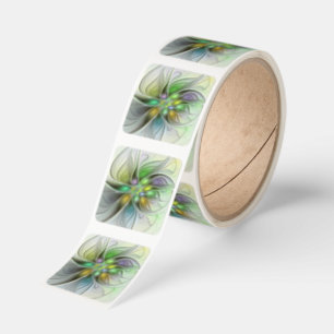 Colorful Fantasy Flower Modern Abstract Fractal Square Sticker