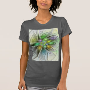 Colorful Fantasy Flower Modern Abstract Fractal T-Shirt
