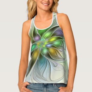 Colorful Fantasy Flower Modern Abstract Fractal Tank Top