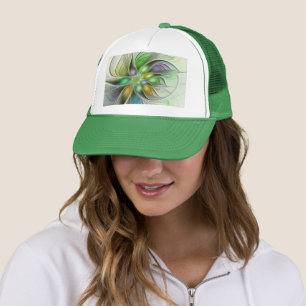 Colorful Fantasy Flower Modern Abstract Fractal Trucker Hat