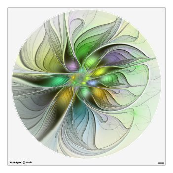 Colorful Fantasy Flower Modern Abstract Fractal Wall Decal by GabiwArt at Zazzle