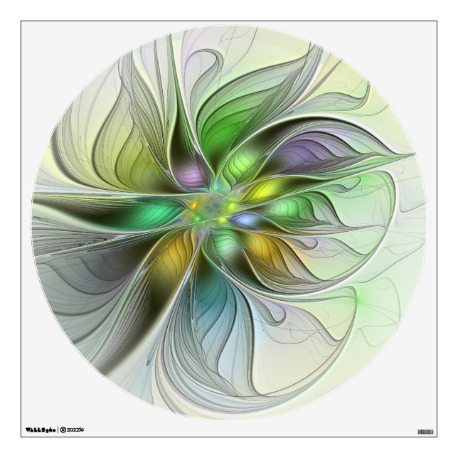 Colorful Fantasy Flower Modern Abstract Fractal Wall Decal (Front)