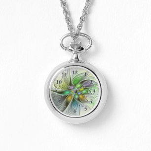Colorful Fantasy Flower Modern Abstract Fractal Watch